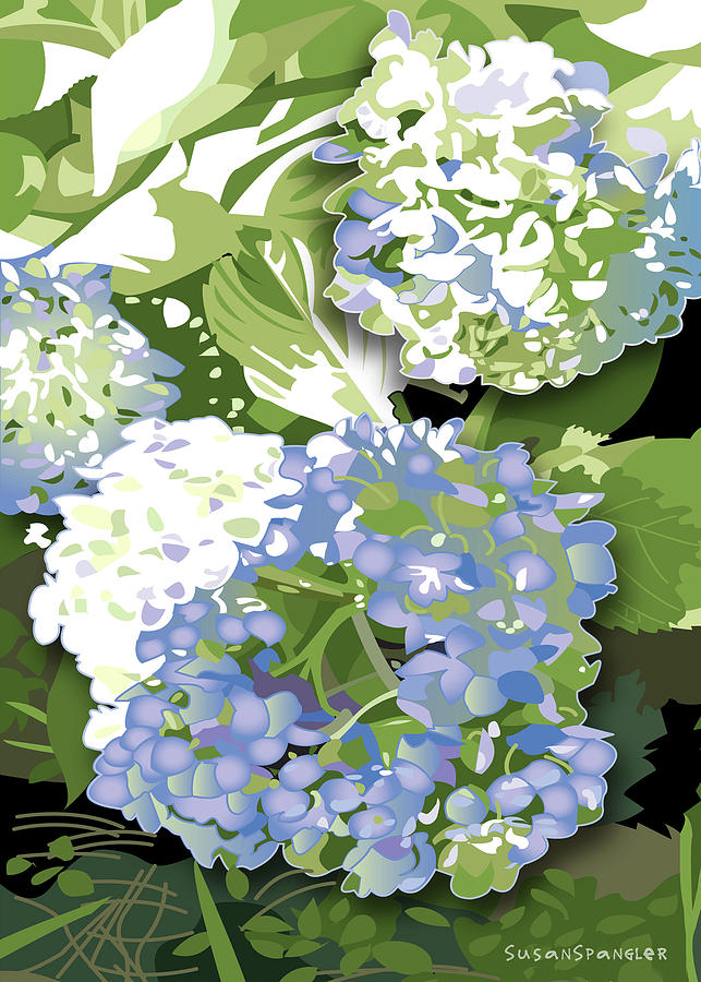 Hydrangea Blossoms Painting by Susan Spangler