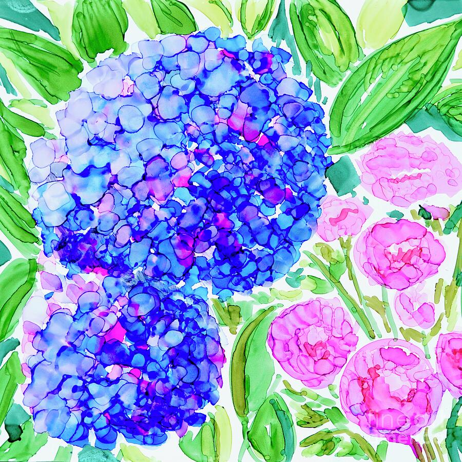 Hydrangea Blue Painting by Patty Donoghue