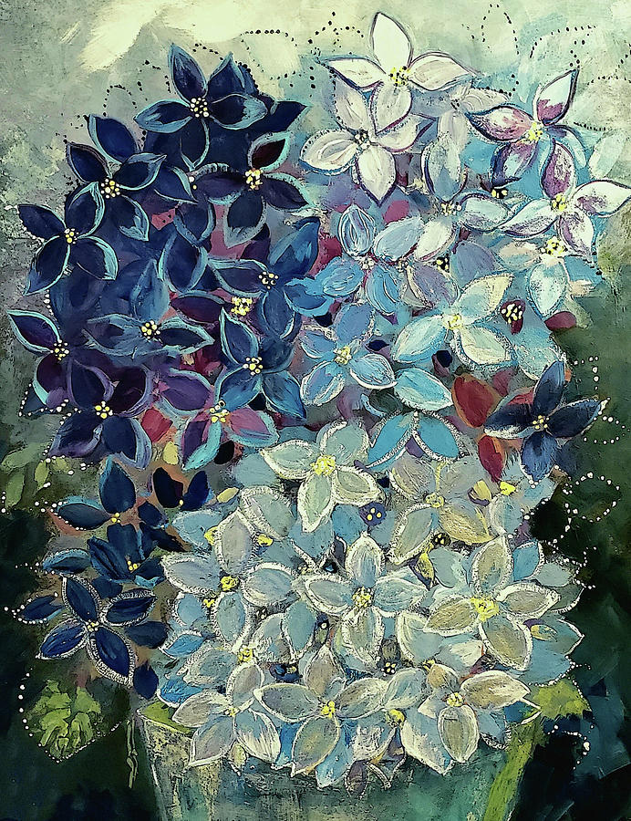 Hydrangea Bouquet Layer 2 Painting by Lisa Kaiser
