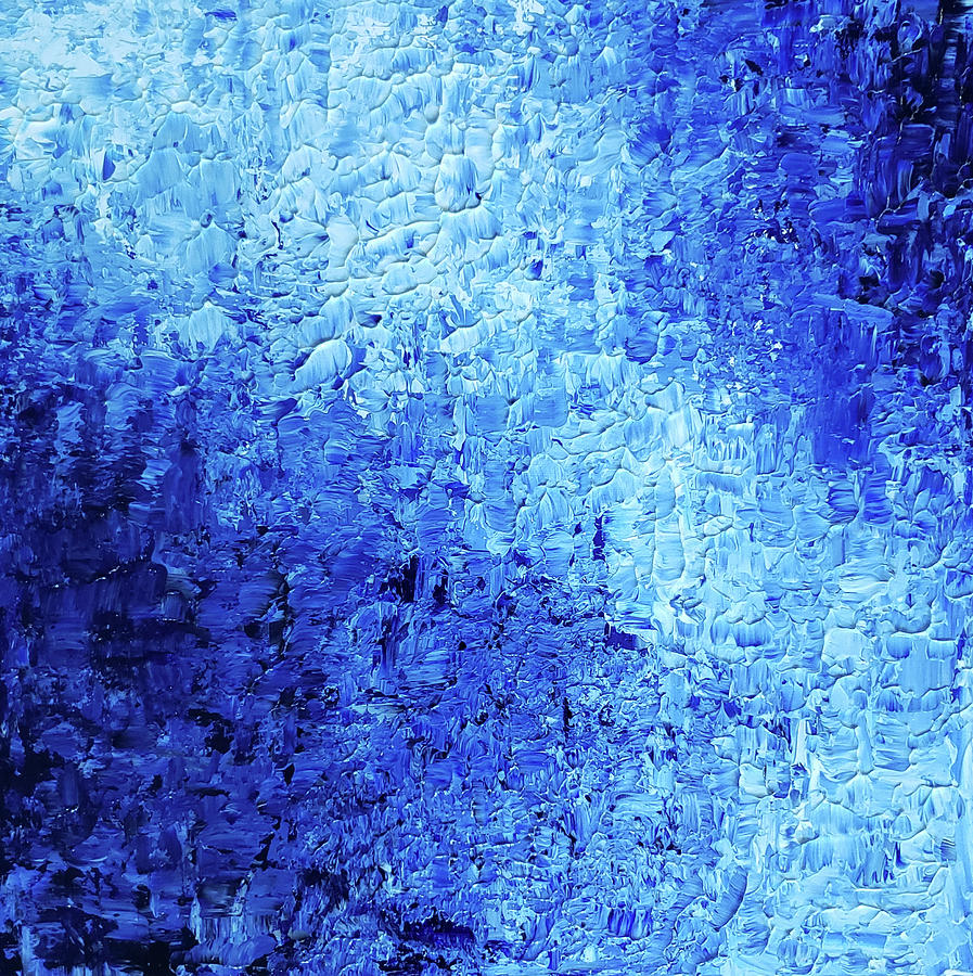 HYDRANGEA FLOWERS Abstract in Blue and White Painting by Lynnie Lang