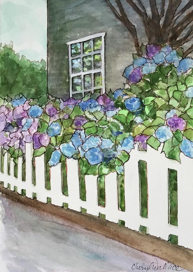 Hydrangea Highway Painting by Cheryl Wallace