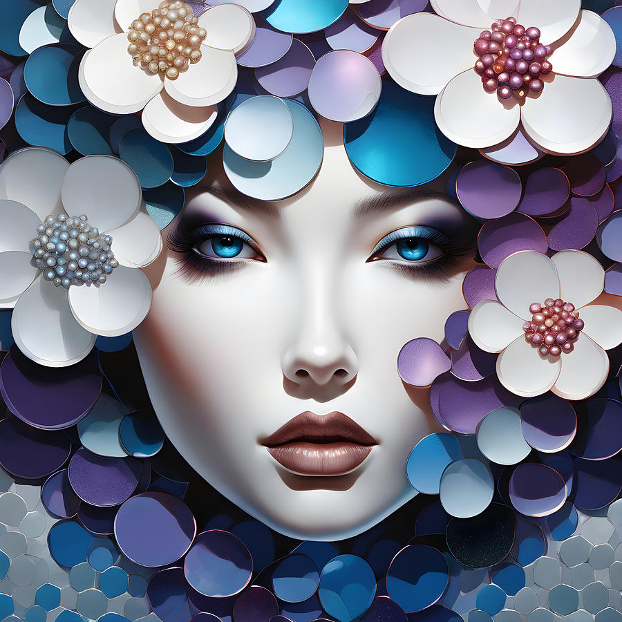 Hydrangea woman Digital Art by Tomasz Karpowicz - Fine Art America