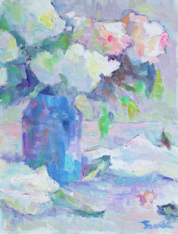 Hydrangeas and Blue Painting by Srishti Wilhelm