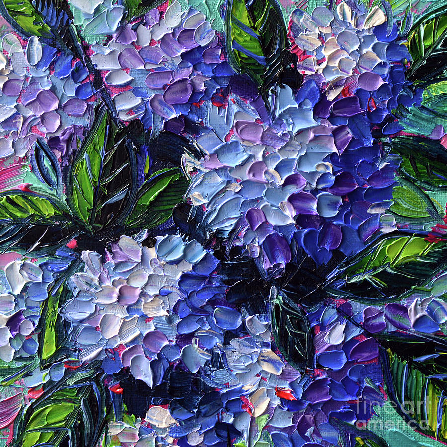 Flower Painting - HYDRANGEAS LOVE palette knife oil painting Mona Edulesco by Mona Edulesco