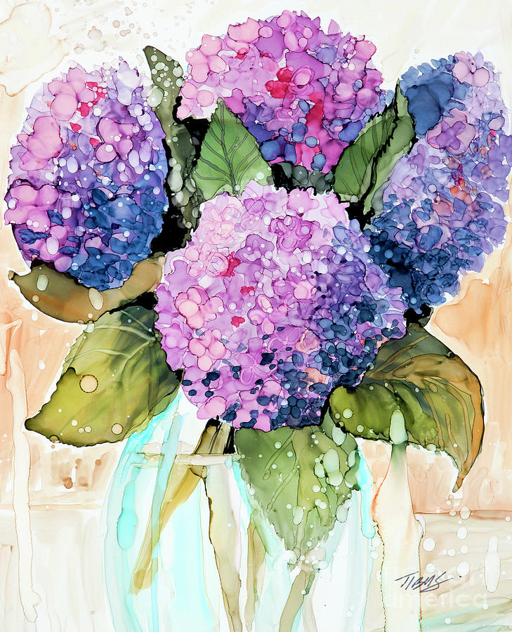 Flower Painting - Hydrenges by Julie Tibus