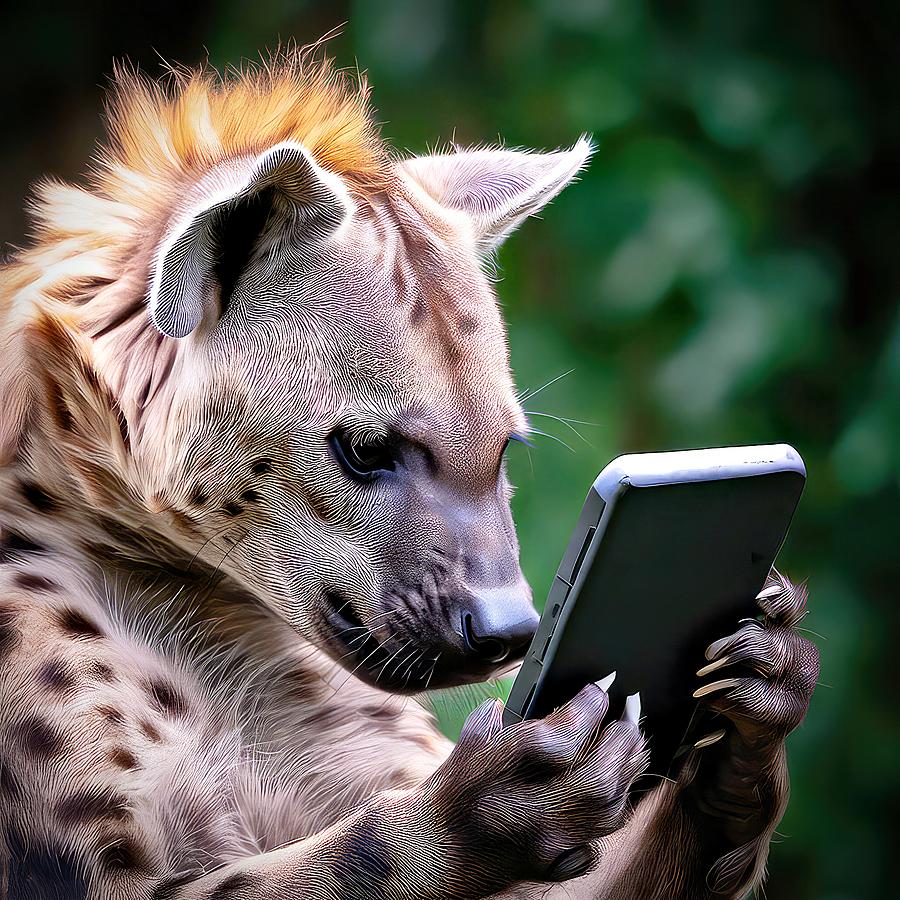 Hyena on a Smartphone Digital Art by David Manlove