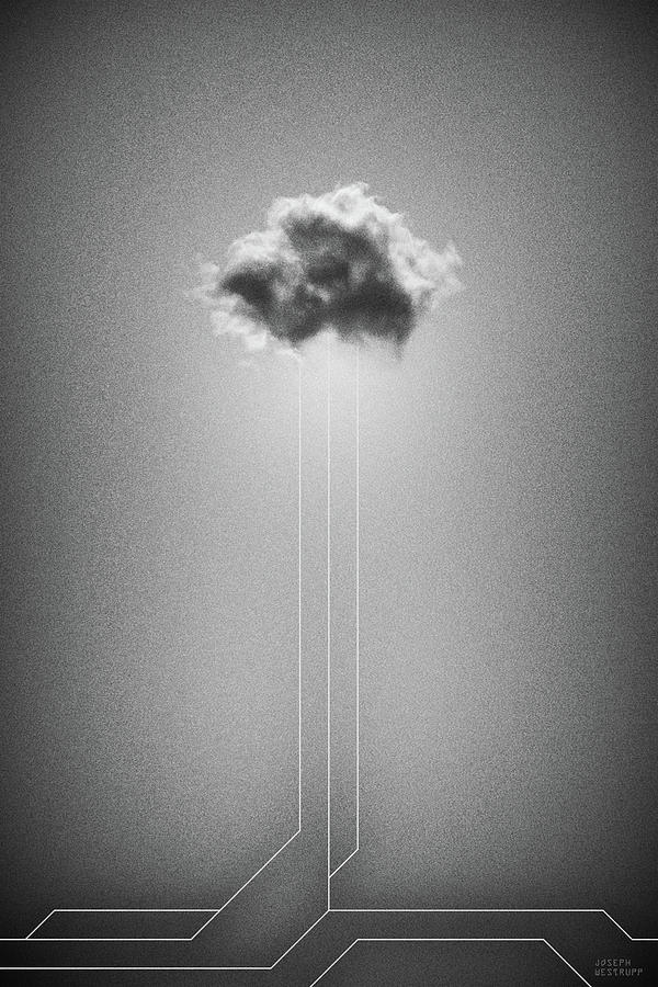 Hyetal Black - Abstract Geometrical Cloud Art Photograph by Joseph Westrupp