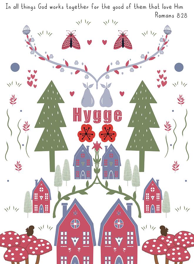 Tree Painting - Hygge -Christian Folk Art by Trilby Cole