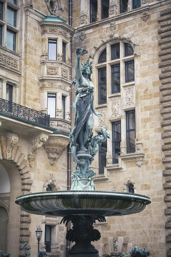 Hygieia fountain (the goddess of health in Greek mythology) in the courtyard of Hamburg Rathaus Photograph by Laura Battiato
