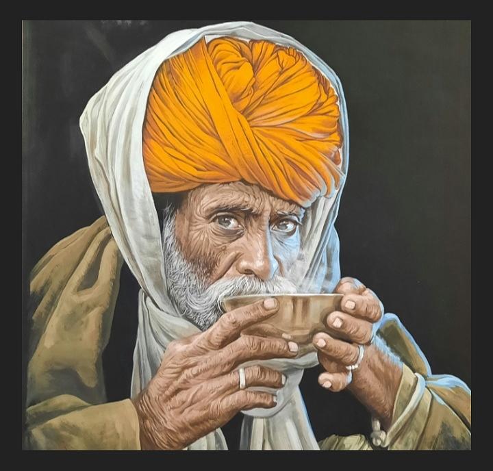 hyper realistic painting,Indian turban men painting Painting by Manish Vaishnav
