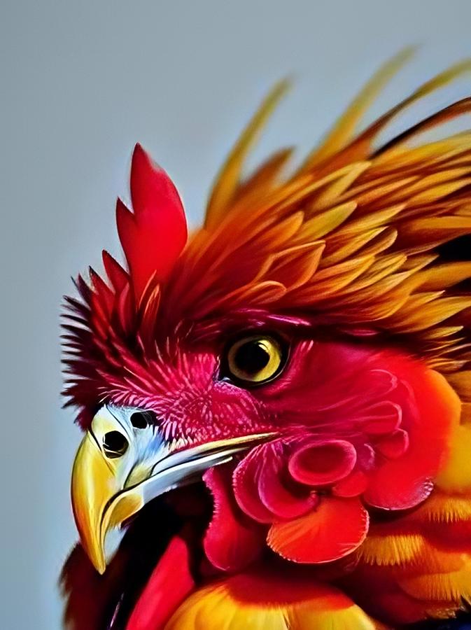 Hyperrealistic Chicken Head Digital Art by Joshua McDonald - Fine Art ...