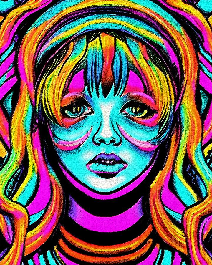 Hypnotic Illustration Of Sixties Sixties Sixties Twiggy Digital Art by ...