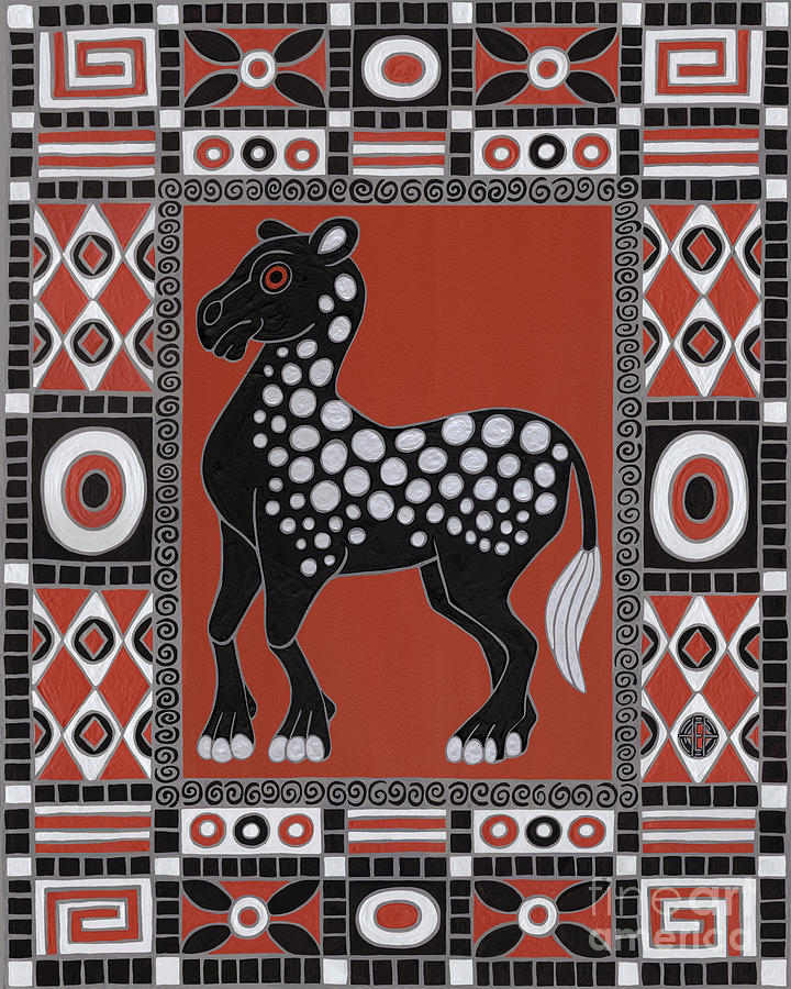 Hyracotherium. Geometric Pattern Painting by Amy E Fraser