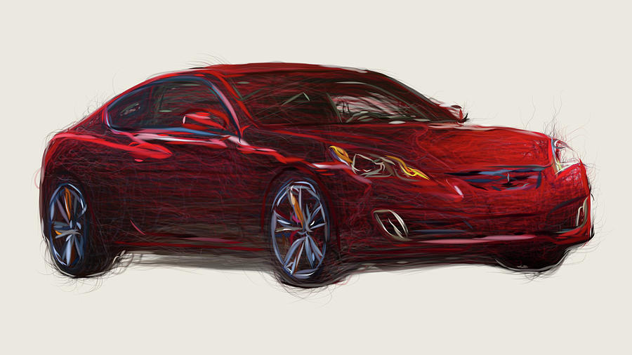 Hyundai Genesis Coupe R Spec Car Drawing Digital Art by CarsToon Concept