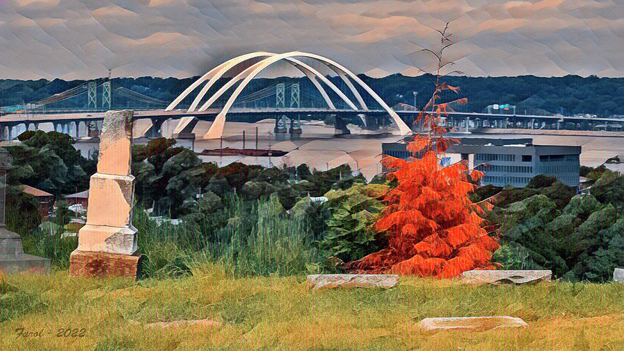 I-74 Bridge from Cemetery Photograph by Farol Tomson
