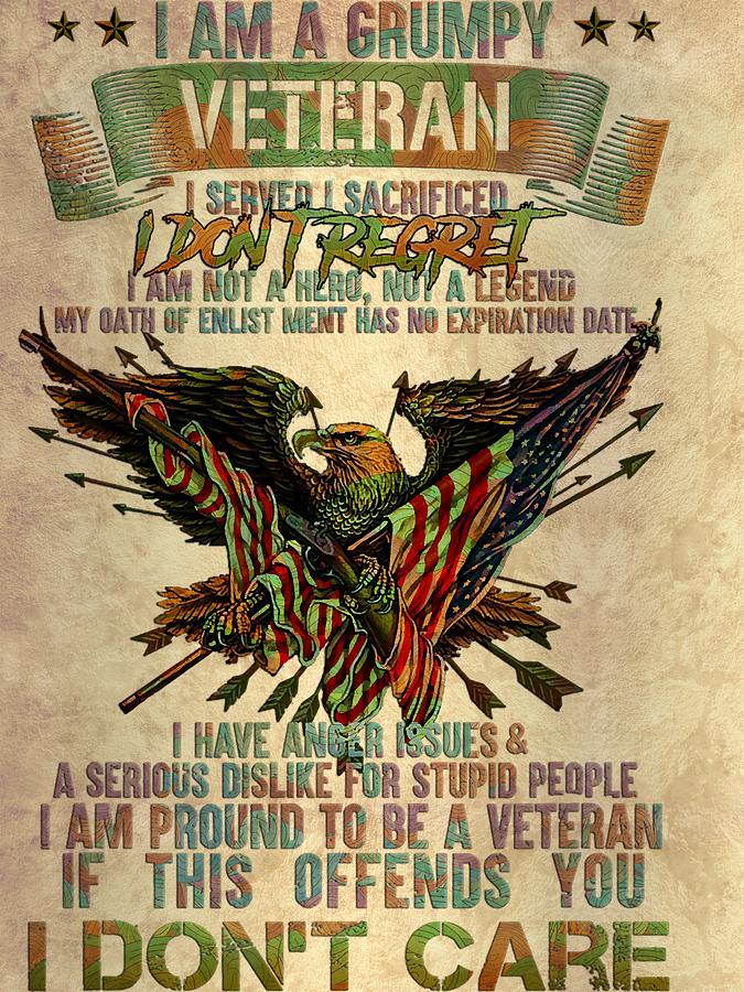 I Am A Grumpy Old Veteran Eagle Flag Veterans Day Digital Art by Grover ...