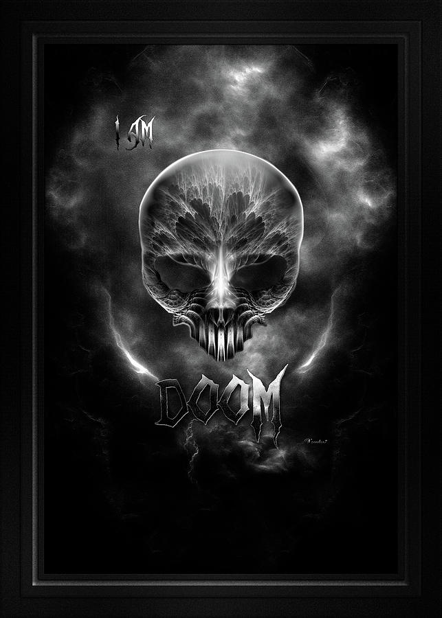 I Am Doom Fractal Gothic Skull Digital Art by Xzendor7