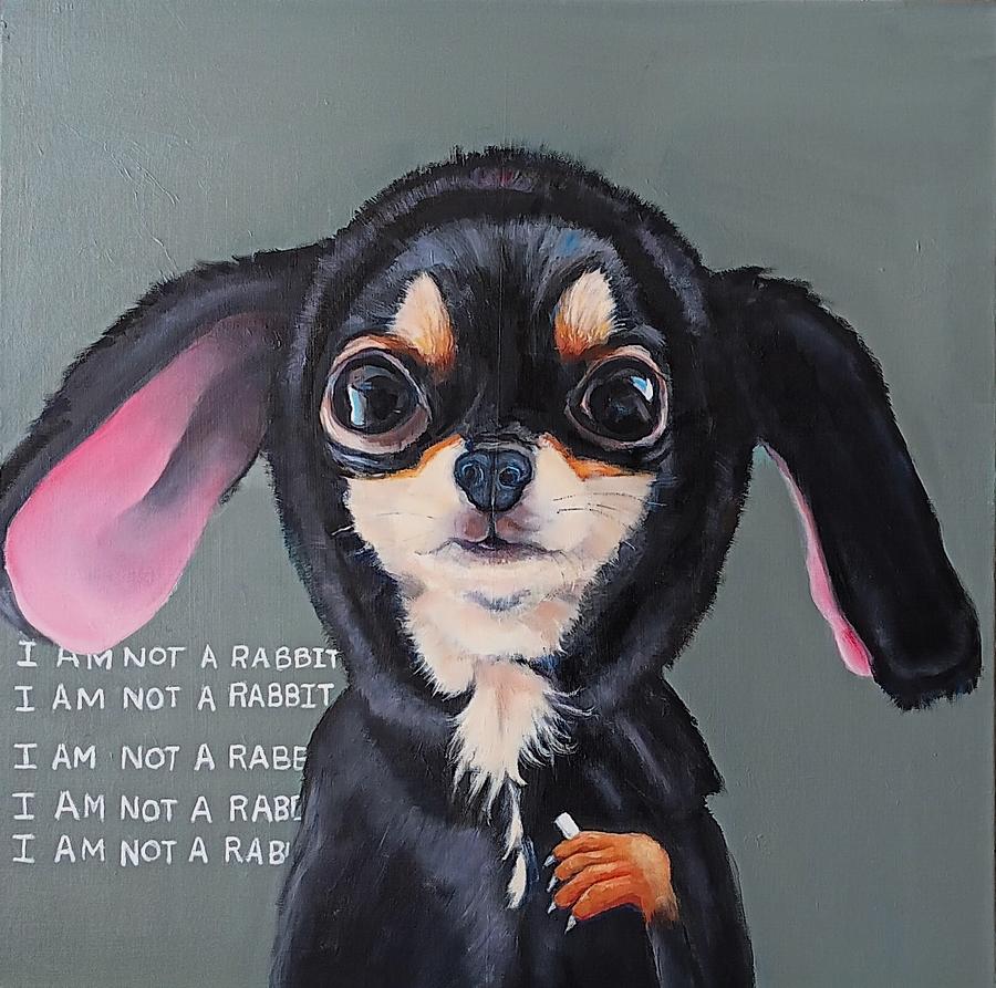 Chihuahua Painting - I Am Not A Rabbit by Jean Cormier