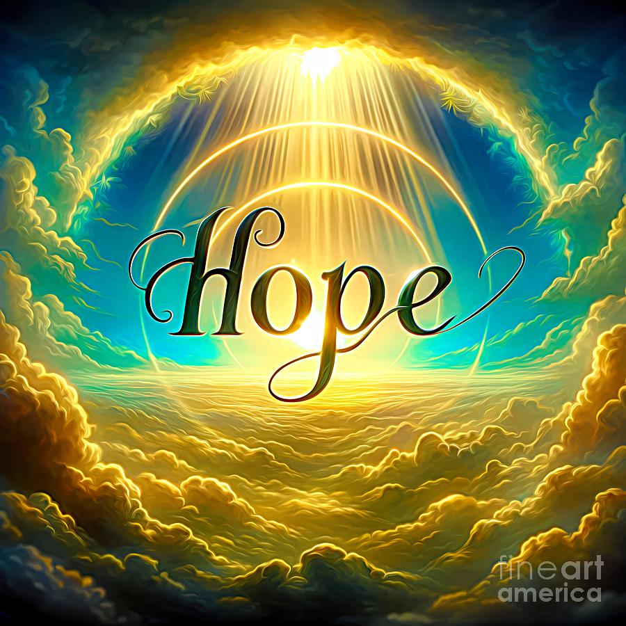 I am THANKFUL for Heavenly Hope Expressionist Effect Digital Art by Rose Santuci-Sofranko