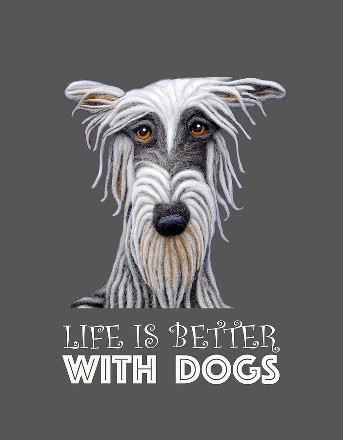 I Cant Live Without a Dog Irish Deerhound Design Life is Better with Dogs  Mixed Media by Lena Owens - OLena Art Vibrant Palette Knife and Graphic Design