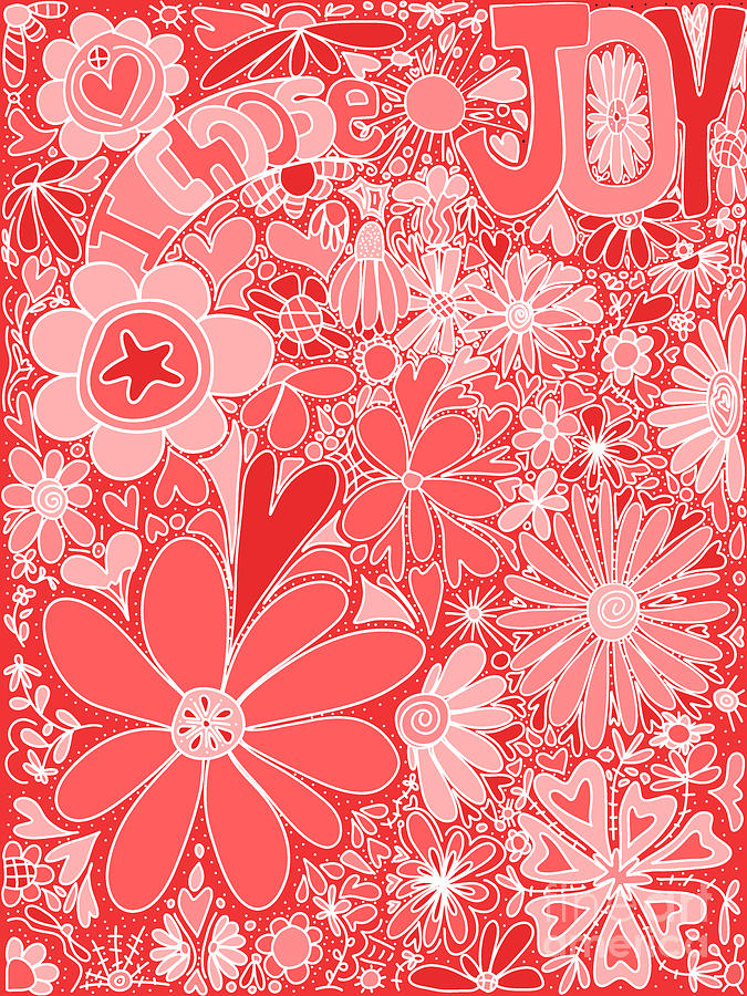 I Choose Joy - Colorful Pink Line Art Digital Art by Patricia Awapara