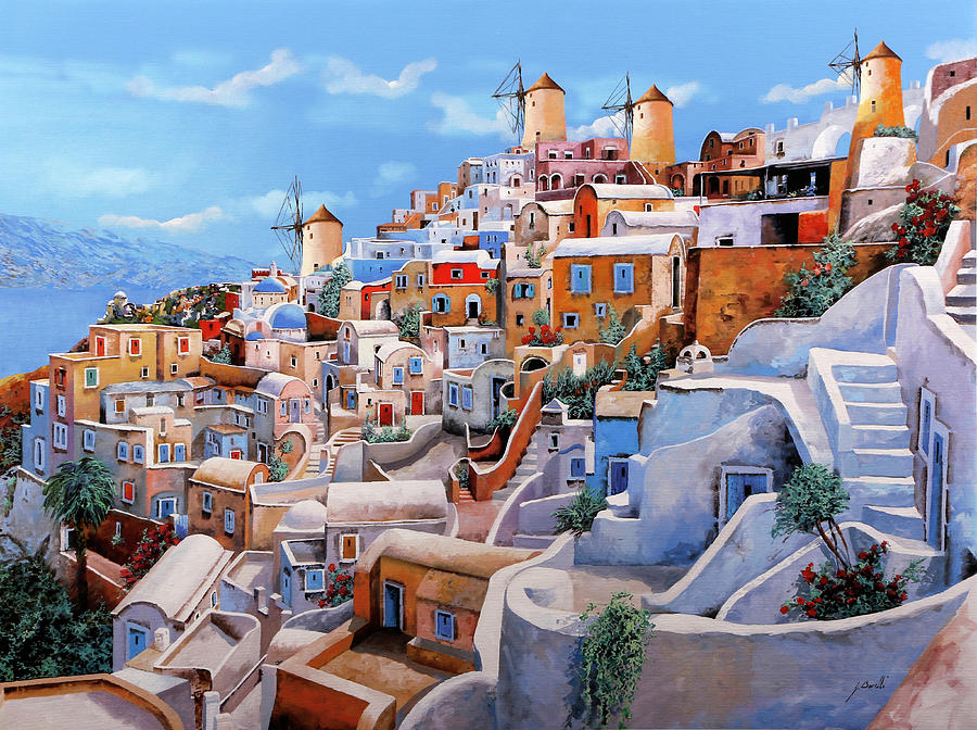 Greece Painting - I colori di santorini   by Guido Borelli