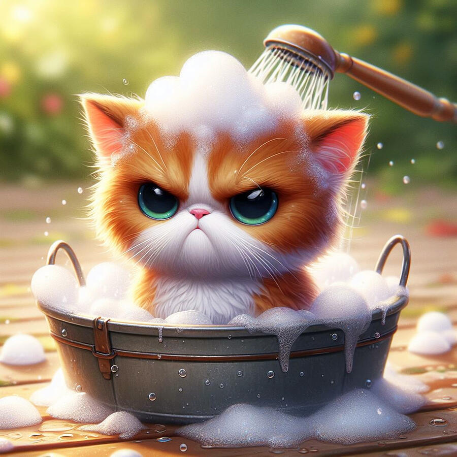 I Dont Wanna Bath - Grumpy Cat Digital Art by Ronald Mills