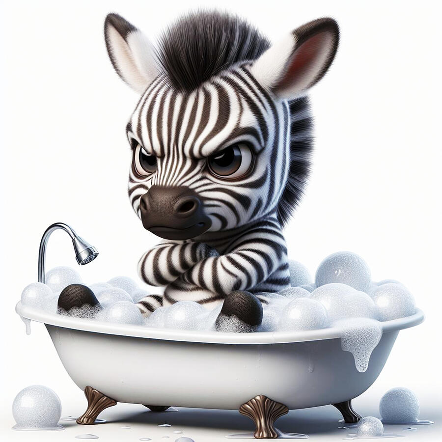 I Dont Wanna Bath - Grumpy Zebra Digital Art by Ronald Mills