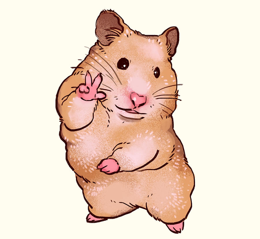 I draw peace sign hamster smile for camera funny Painting by Hunt Logan ...