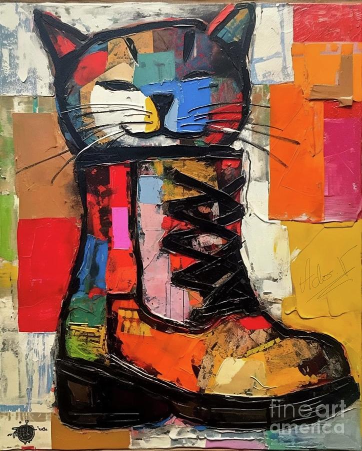 I fits in boot abstract painting Mixed Media by Ado Val - Fine Art America