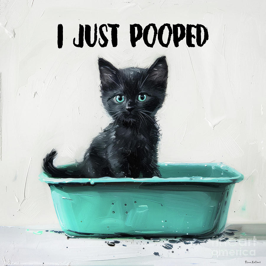Cat Painting - I Just Pooped by Tina LeCour