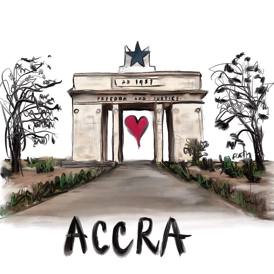 I love Accra Digital Art by Sladjana Lazarevic