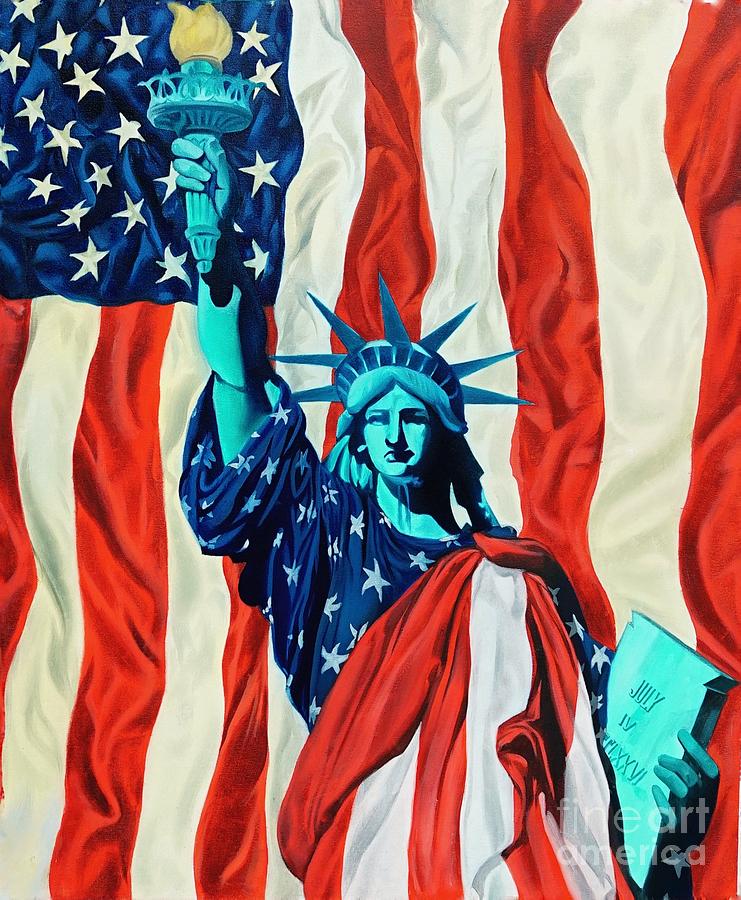 I Love America Painting by Isha Paintings