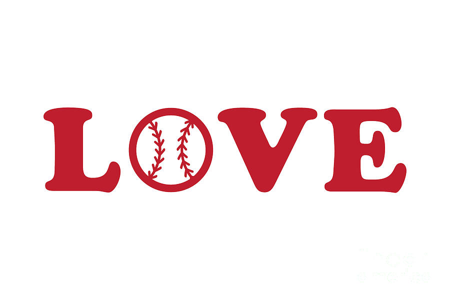 I Love Baseball Red Digital Art
