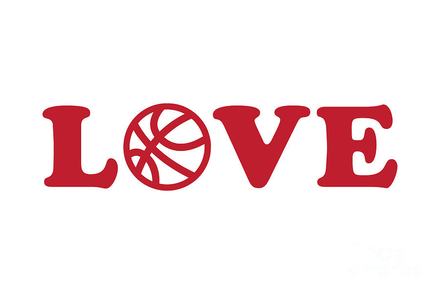 I Love Basketball Red Digital Art