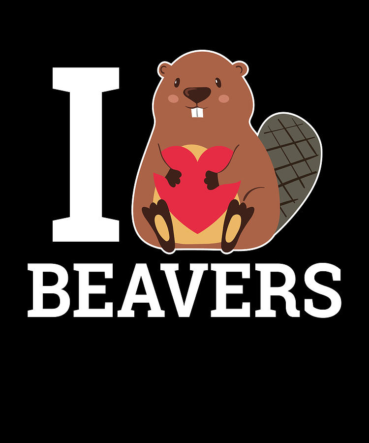 I Love Beaver Rodent Heart Digital Art by Moon Tees - Fine Art America