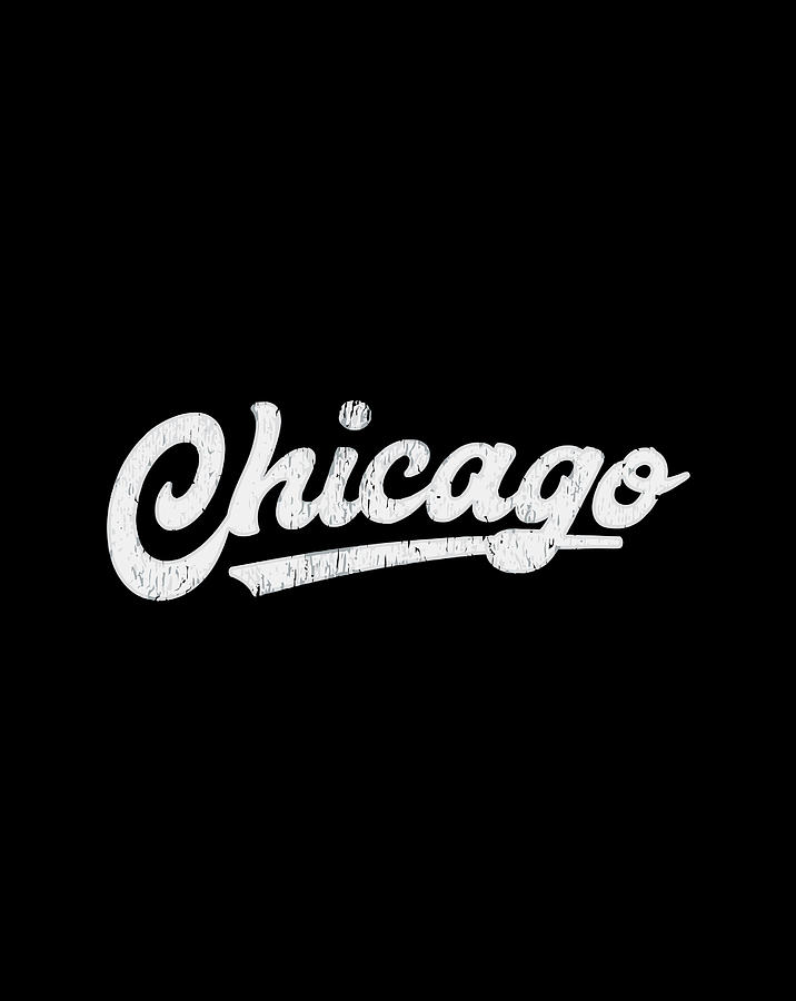 I Love Chicago Vintage Baseball Script Digital Art by Luke Henry