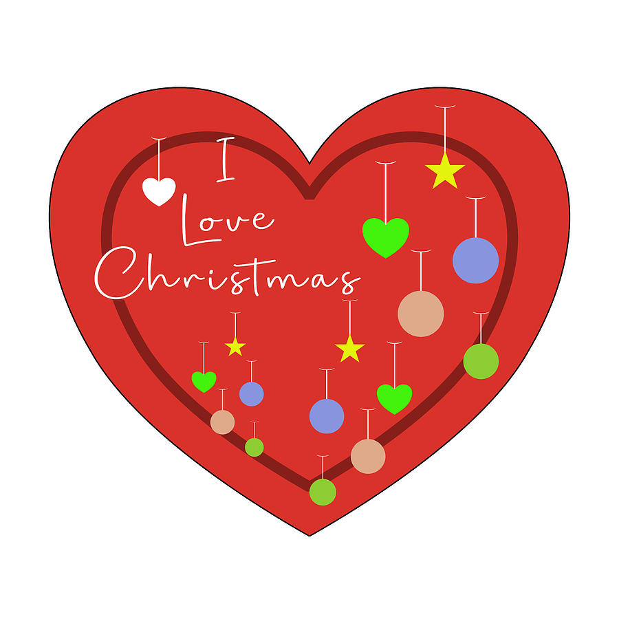 I Love Christmas Heart Digital Art by Bob Pardue