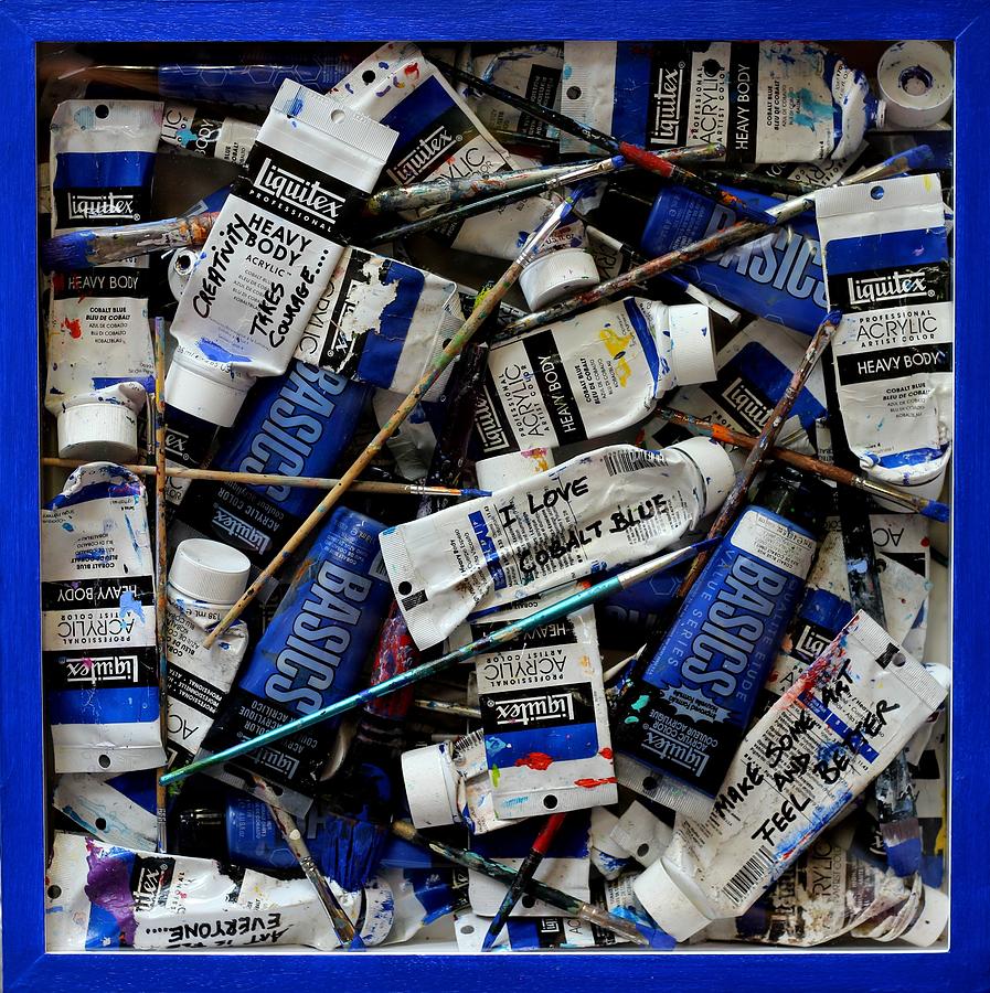 Brush Mixed Media - I Love Cobalt Blue by John  Nolan