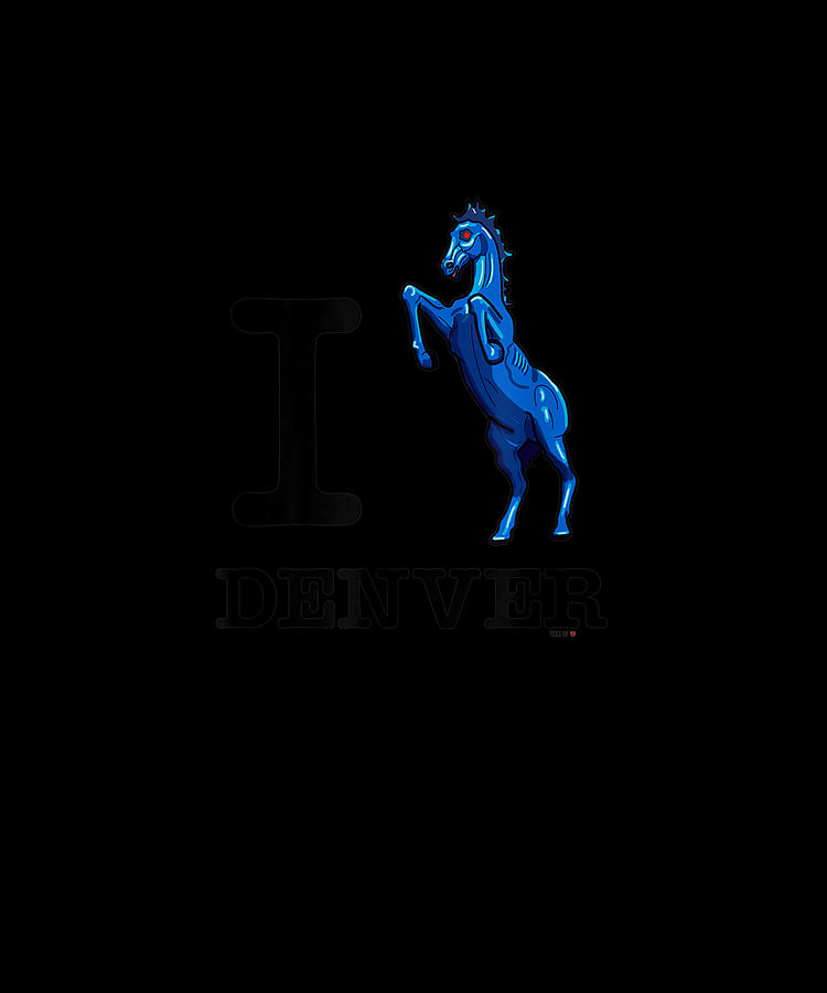 I Love Denver Blucifer Evil Blue Horse Tee Shirt Drawing by Grant Alicia