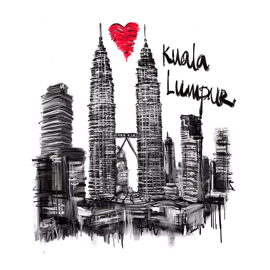I love Kuala Lumpur  Digital Art by Sladjana Lazarevic