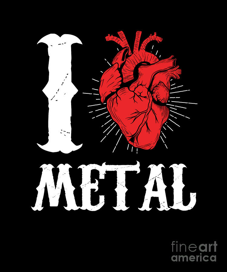 Music Digital Art - I Love Metal Music Rock And Roll Punk  by Thomas Larch