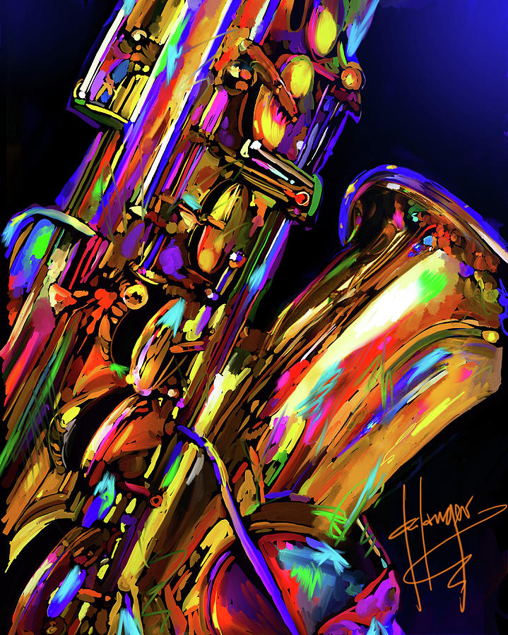 I Love My Saxophone Painting by DC Langer