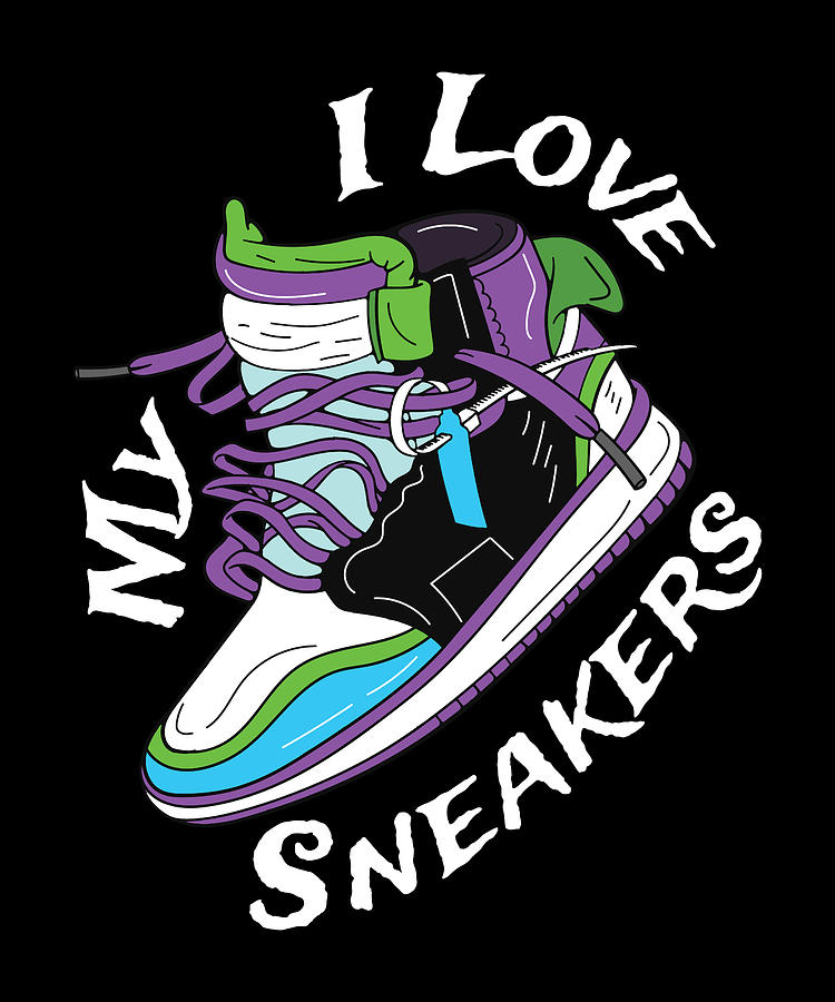 Basketball Digital Art - I Love My Sneaker Sneaker Turnschuhe by Moon Tees