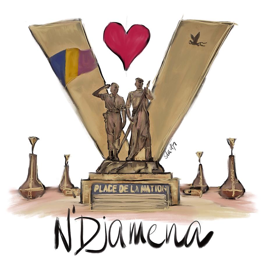 I love NDjamena Digital Art by Sladjana Lazarevic
