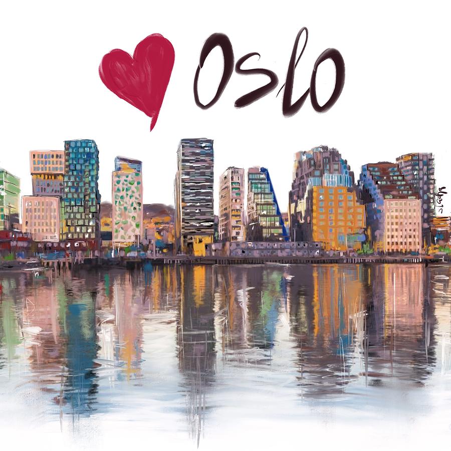 I love Oslo  Digital Art by Sladjana Lazarevic