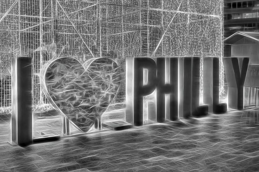 I Love Philly BW Photograph by Susan Candelario