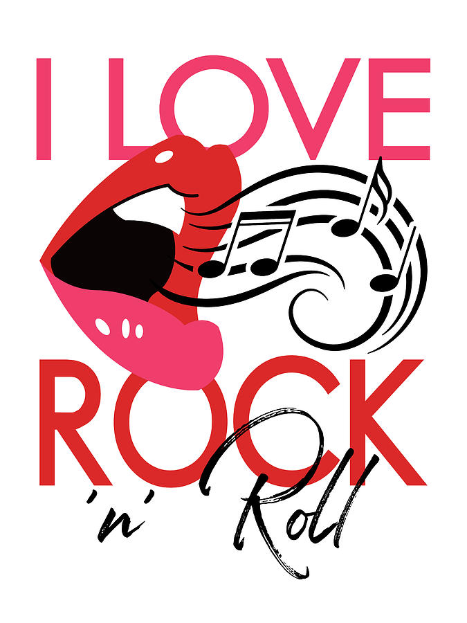 I Love Rock n Roll - Pop Art Lips Digital Art by Flo Karp