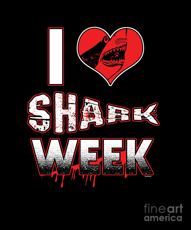 Sharks Digital Art - I Love Shark Week Sharks Aquamarine Marine Life Water Sea Ocean Family Sea Creatures Gift by Thomas Larch