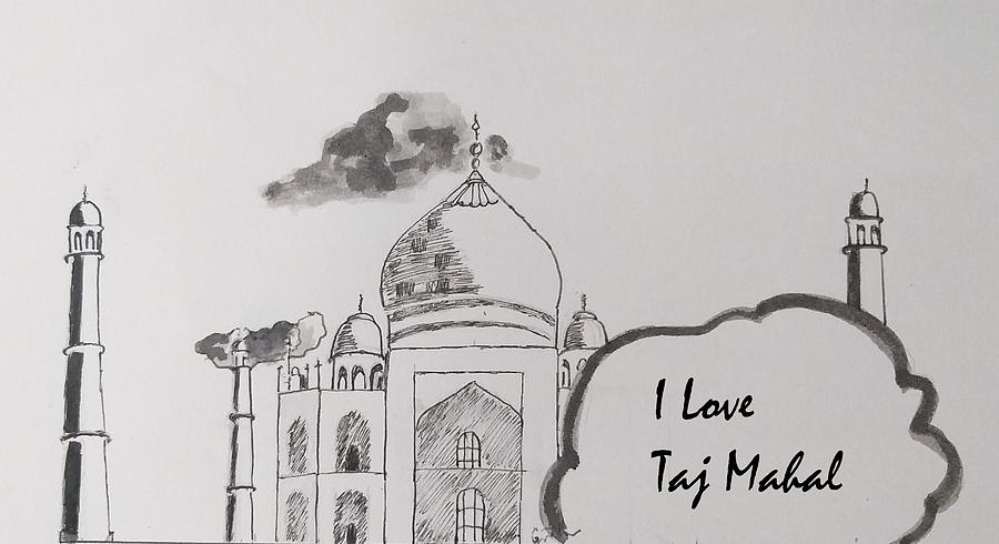 Architecture Painting - I love Taj Mahal Souvenir, gift by Geeta Yerra